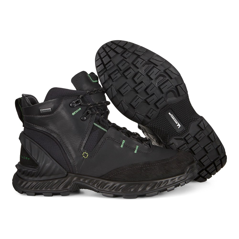Mens Hiking Shoes - ECCO Exohike Mid Gtx - Black - 1467SQXGR